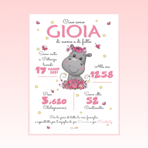 Quadretto nascita bimba - Ippopotamo