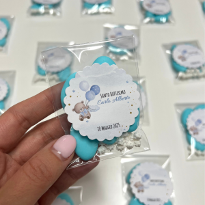 Cadeau Porta confetti Blu Teddy