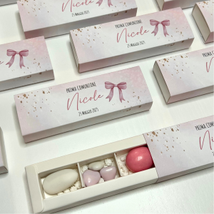 Scatolina Degustazione confetti Fiocco Rosa