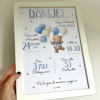 Quadretto Orsetto con palloncini beige e azzurro