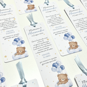 Segnaposto Segnalibro teddy blu